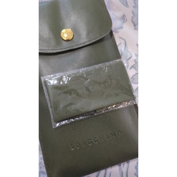 Longchamp Green Leather Glasses Pouch - Picture 3 of 5